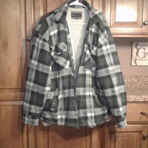 XL grey and white flannel jacket